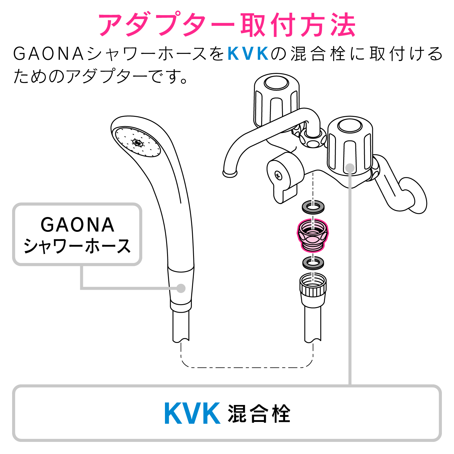 シャワーホース用アダプター（KVK混合栓用）